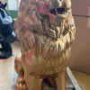 Casa Padrino XXL Deko Skulptur Löwe Gold H. 143 cm - Garten Deko Figur