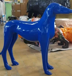Casa Padrino XXL Deko Skulptur Windhund Blau 110 cm - Wohnzimmer & Garten Deko