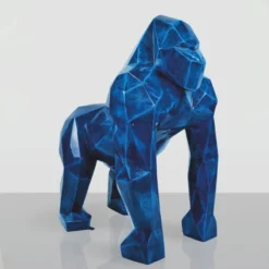 Casa Padrino XXL Deko Skulptur Gorilla Affe Antik Blau H. 128 cm - Deko Figur