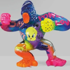 Casa Padrino XXL Deko Skulptur Gorilla Affe Bunt H. 180 cm - Garten Deko Figur