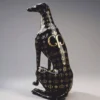 Casa Padrino XXL Deko Skulptur Windhund Schwarz / Gold H. 180 cm - Garten Deko Figur CPB