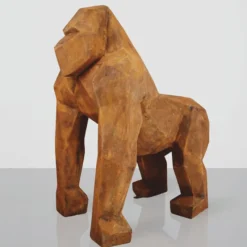 Casa Padrino XXL Deko Skulptur Gorilla Affe Rost H. 128 cm - Große Deko Figur