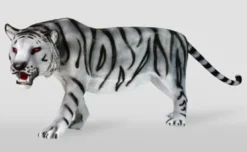 Casa Padrino XXL Deko Skulptur Tiger Weiß / Grau / Schwarz 250 cm