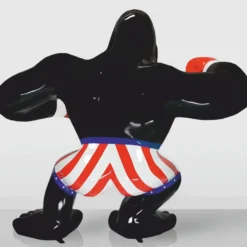 Casa Padrino XXL Deko Skulptur Gorilla Affe mit Boxhandschuhen H. 180 cm