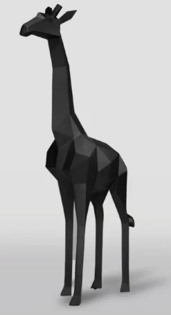 Casa Padrino XXL Deko Skulptur Giraffe Schwarz H. 190 cm