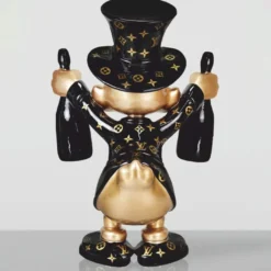 Casa Padrino XXL Deko Skulptur Ente Schwarz / Gold H. 170 cm - Große Deko Figur