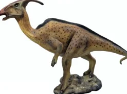 Casa Padrino XXL Deko Skulptur Dinosaurier Parasaurolophus Braun / Grau 298 cm - Riesige Lebensgroße Garten Figur