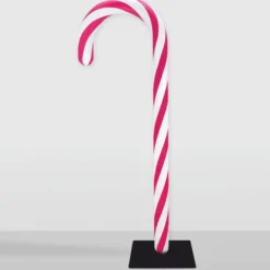Casa Padrino XXL Deko Zuckerstange Weiß / Pink / Schwarz H. 235 cm - Weihnachts Dekoration