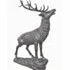 Casa Padrino XXL Garten Deko Messing Skulptur Hirsch Grau H. 177 cm - Garten Figur
