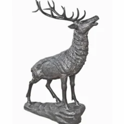 Casa Padrino XXL Garten Deko Messing Skulptur Hirsch Grau H. 177 cm - Garten Figur