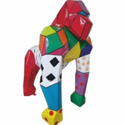 Casa Padrino XXL Garten Deko Skulptur Gorilla Affe Bunt H. 128 cm - Abstrakte Deko Figur
