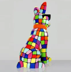 Casa Padrino XXL Skulptur Hund Bulldogge Bunt / Schwarz H. 196 cm - Garten Deko Figur