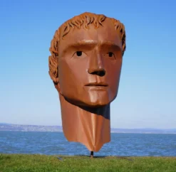Casa Padrino XXL Stahl Garten Deko Skulptur Kopf Rost H. 213 cm