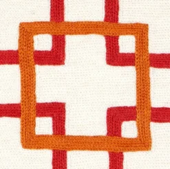 Casa Padrino Zierkissen in weiß / orange / rot 50 x H. 50 cm - Luxus Wohnzimmer Accessoires