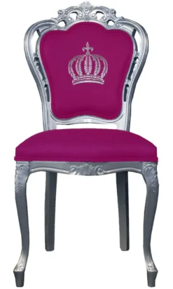 Casa Pompöös by Casa Padrino Luxus Barock Esszimmerstuhl Pink / Silber - Harald Glööckler Design 48x54x105 cm