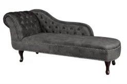 Chesterfield Chaiselongue Dunkelgrau / Braun aus dem Hause Casa Padrino - Wohnzimmer Liege Sofa