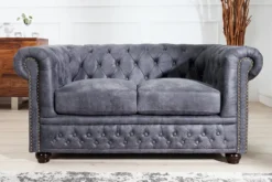 Chesterfield 2er Sofa Antikgrau aus dem Hause Casa Padrino - Wohnzimmer Möbel - Couch