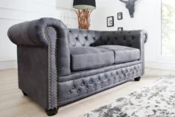 Chesterfield 2er Sofa Antikgrau aus dem Hause Casa Padrino - Wohnzimmer Möbel - Couch