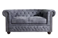 Chesterfield 2er Sofa Antikgrau aus dem Hause Casa Padrino - Wohnzimmer Möbel - Couch