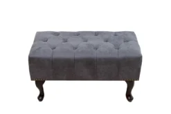 Chesterfield Fußhocker Grau Antik Look aus dem Hause Casa Padrino