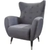 Chesterfield Ohrensessel Grau / Silber / Schwarz von Casa Padrino