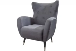 Chesterfield Ohrensessel Grau / Silber / Schwarz von Casa Padrino