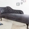 Chesterfield Recamiere / Chaiselongue Antikgrau aus dem Hause Casa Padrino - Wohnzimmer Chaiselongue