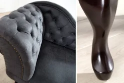 Chesterfield Recamiere / Chaiselongue Antikgrau aus dem Hause Casa Padrino - Wohnzimmer Chaiselongue