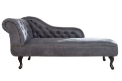 Chesterfield Recamiere / Chaiselongue Antikgrau aus dem Hause Casa Padrino - Wohnzimmer Chaiselongue