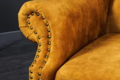 Chesterfield Sessel Antik Gelb / Braun Ohrensessel aus dem Hause Casa Padrino