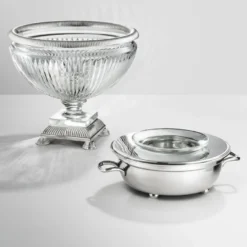 Eichholtz Bowl Burton Versilbert - Glasschale mit Metallrand auf Fuß