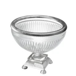 Eichholtz Bowl Burton Versilbert - Glasschale mit Metallrand auf Fuß