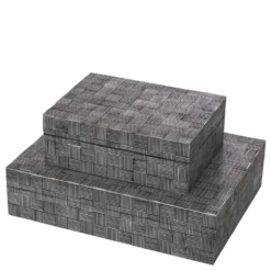 Eichholtz Box Orson S Schwarz Weiß - Deckeldose mit Karomuster