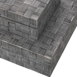 Eichholtz Box Orson S Schwarz Weiß - Deckeldose mit Karomuster