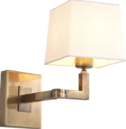 Eichholtz Wandleuchte Cambell Vintage Messing 15 x 30 x H. 28 cm - Wandlampe mit Schwenkarm und Lampenschirm