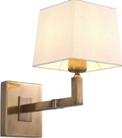 Eichholtz Wandleuchte Cambell Vintage Messing 15 x 30 x H. 28 cm - Wandlampe mit Schwenkarm und Lampenschirm