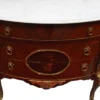 Französische Antik Stil Kommode Intarsien Braun mit weißer Marmorplatte Strasbourg - Barock Möbel