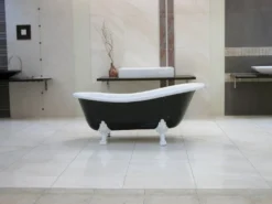 Freistehende Luxus Badewanne Jugendstil Roma Schwarz/Weiß/Weiß 1470mm - Barock Antik Badezimmer