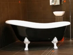 Freistehende Luxus Badewanne Jugendstil Roma Schwarz/Weiß/Weiß 1470mm - Barock Antik Badezimmer
