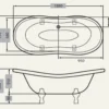 Freistehende Luxus Badewanne Jugendstil Paris Weiß/Altgold 1880mm - Barock Badezimmer