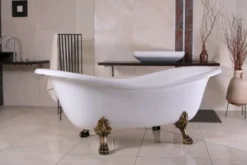 Freistehende Luxus Badewanne Jugendstil Paris Weiß/Altgold 1880mm - Barock Badezimmer