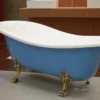 Freistehende Luxus Badewanne Jugendstil Roma Hellblau/Weiß/Altgold 1470mm - Barock Badezimmer