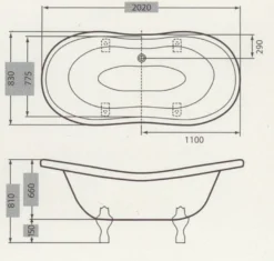 Freistehende Luxus Badewanne Jugendstil Venedig Weiß/Weiß 2020 mm - Barock Badezimmer - Retro Antik Badewanne