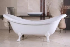 Freistehende Luxus Badewanne Jugendstil Venedig Weiß/Weiß 2020 mm - Barock Badezimmer - Retro Antik Badewanne