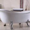 Freistehende Luxus Badewanne Jugendstil Paris Weiß/Silber 1880mm - Barock Badezimmer
