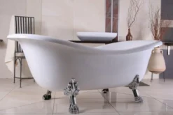 Freistehende Luxus Badewanne Jugendstil Paris Weiß/Silber 1880mm - Barock Badezimmer