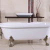 Freistehende Luxus Badewanne Jugendstil Milano Weiß/Altgold - Barock Badezimmer