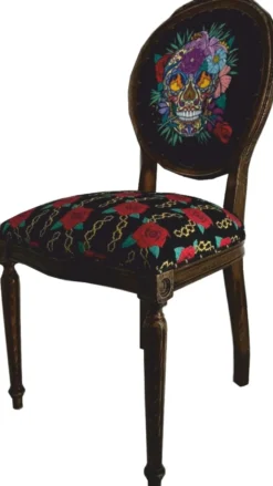 Frida Kahlo by Casa Padrino Luxus Barock Esszimmer Stuhl Schwarz / Bunt / Dunkelbraun