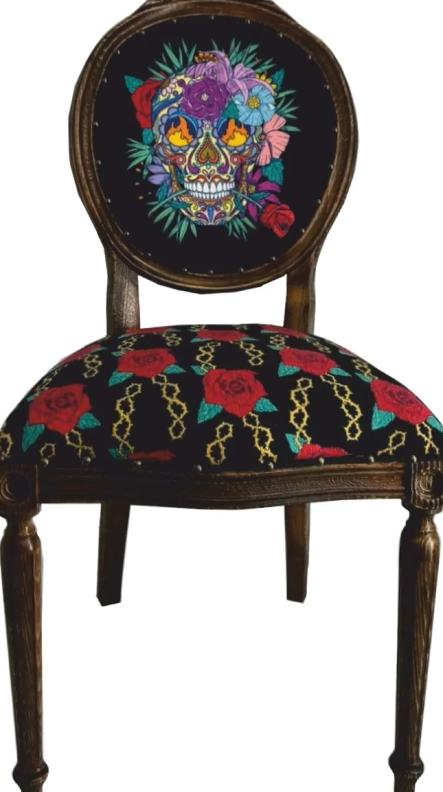 Frida Kahlo by Casa Padrino Luxus Barock Esszimmer Stuhl Schwarz / Bunt / Dunkelbraun