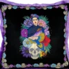 Frida Kahlo by Casa Padrino Luxus Deko Kissen mit Strass Steinen Bunt / Schwarz / Lila